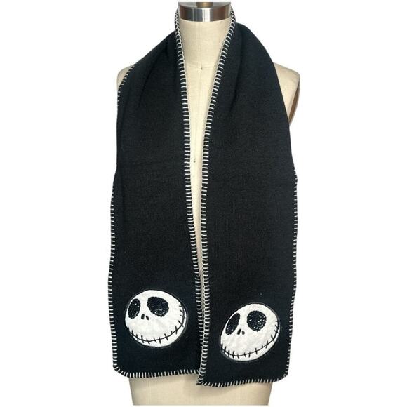 Nightmare Before Christmas Jack Skellington Black Scarf 7.25"W x 58" - Picture 2 of 6